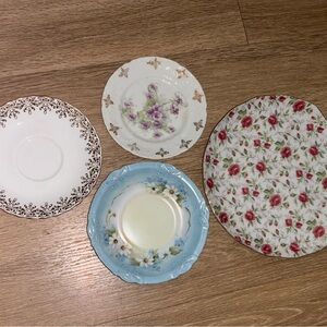 Variety of vintage saucers tea party box Am